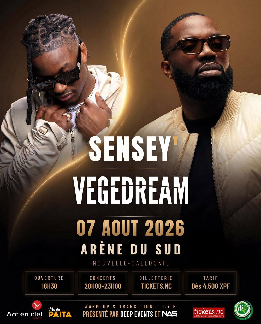 Affiche Sensey' x Vegedream — 7 août 2026, Arène du Sud